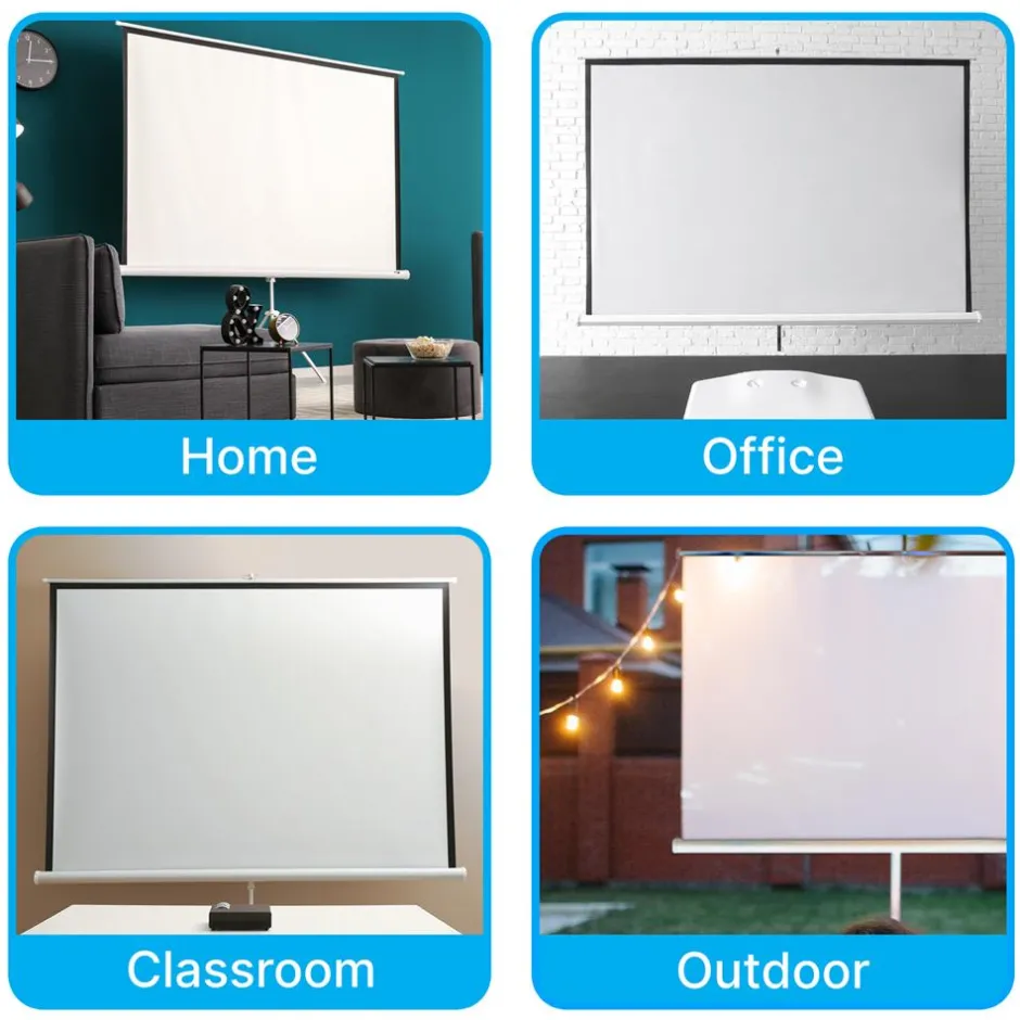 72" Portable Projector Screen, Easy Setup, White Matte Fabric, Tripod Stand<Pyle Sale