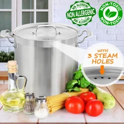 24 Qt Stainless Steel Stockpot, Even Heat, Induction Compatible<NutriChef Outlet
