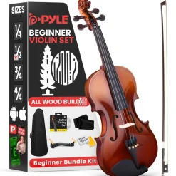 1/2 Size Violin Starter Kit, Ready to Play, Wood Grain, Includes Case & Bow<Pyle Discount