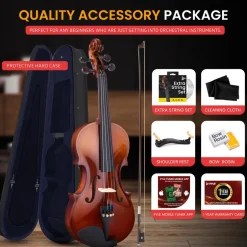 1/2 Size Violin Starter Kit, Ready to Play, Wood Grain, Includes Case & Bow<Pyle Discount
