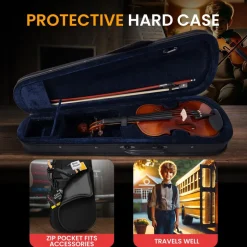 1/2 Size Violin Starter Kit, Ready to Play, Wood Grain, Includes Case & Bow<Pyle Discount