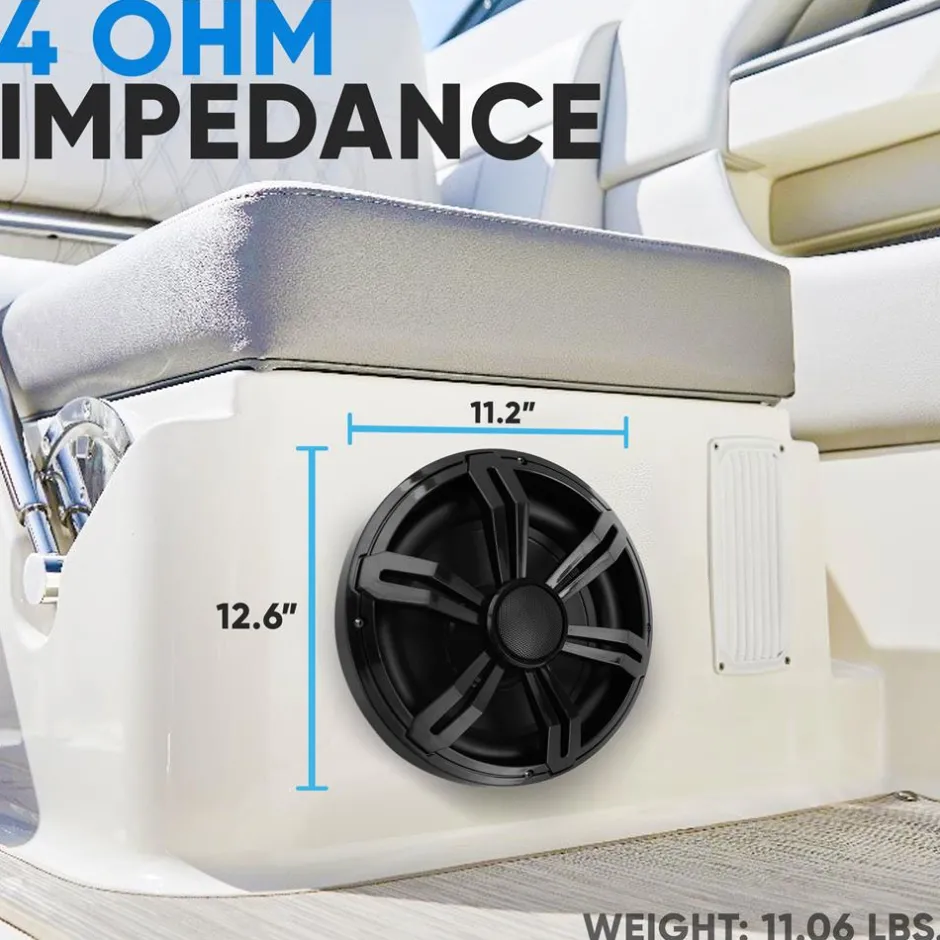 12" Slim Marine Subwoofer 500W Waterproof PP Cone for Car/Boat<Pyle Online
