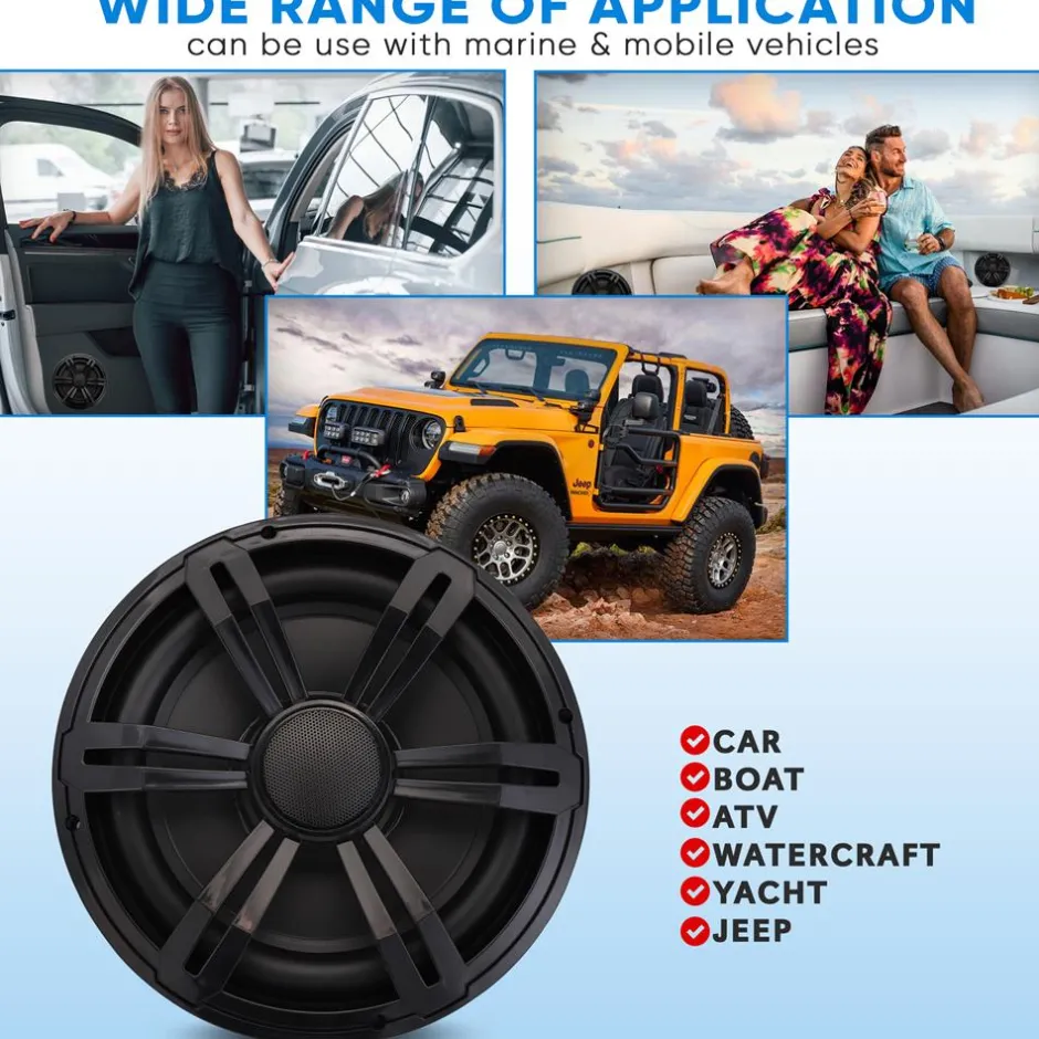 12" Slim Marine Subwoofer 500W Waterproof PP Cone for Car/Boat<Pyle Online