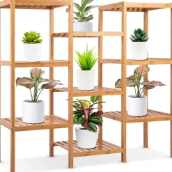 9 Tier Bamboo Plant Stand - Space-Saving, Durable, Water-Resistant<SereneLife New