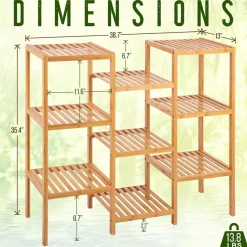 9 Tier Bamboo Plant Stand - Space-Saving, Durable, Water-Resistant<SereneLife New