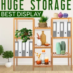 9 Tier Bamboo Plant Stand - Space-Saving, Durable, Water-Resistant<SereneLife New