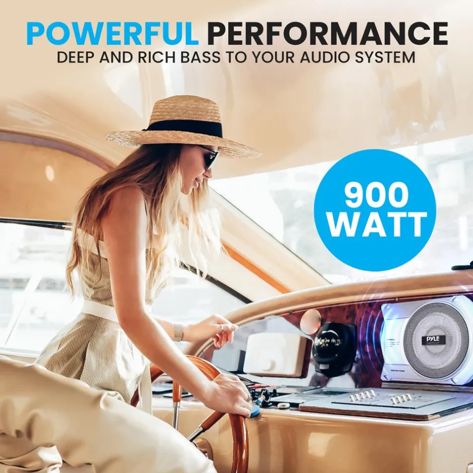10" 900W Low-Profile Marine Subwoofer System with Built-In Amp<Pyle Best