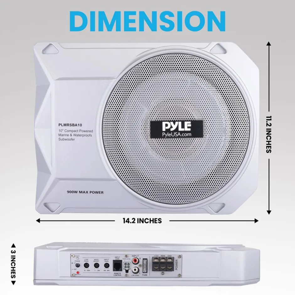 10" 900W Low-Profile Marine Subwoofer System with Built-In Amp<Pyle Best