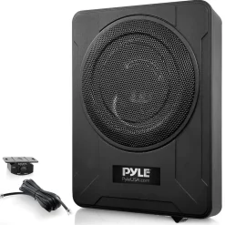 8" 600W Slim Car Subwoofer System - Built-in Amp, Underseat Install<Pyle Online