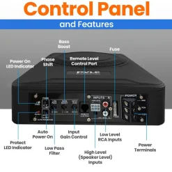 8" 600W Slim Car Subwoofer System - Built-in Amp, Underseat Install<Pyle Online