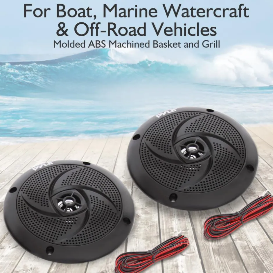 5.25" 180W Waterproof Marine Speakers, Low-Profile Slim Style (2 Pack)<Pyle Discount