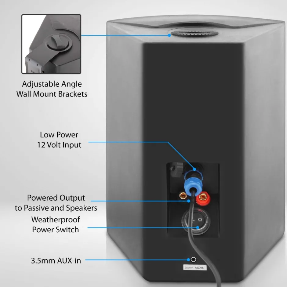 6.5" Waterproof Bluetooth Speakers - High Power Sound, Easy Install, White<Pyle