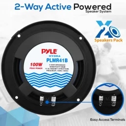 4" Waterproof Marine Speakers, Dual Cone, Polyprone, Black, 1 Pair<Pyle Sale