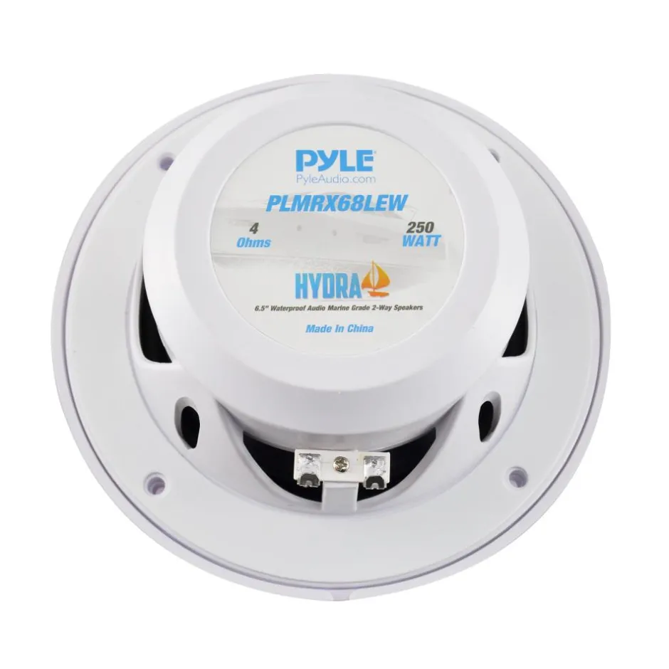 6.5" Waterproof Marine Speakers 250W LED Lights White<Pyle Online