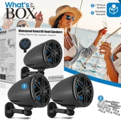 5.25" Waterproof Off-Road Speakers 180W 2-Way Marine System w/ Bracket<Pyle Best