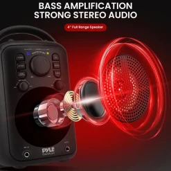 4" Wireless Speaker, Big Bass, Bluetooth 5.0, 2 Mics, Portable Karaoke System<Pyle New