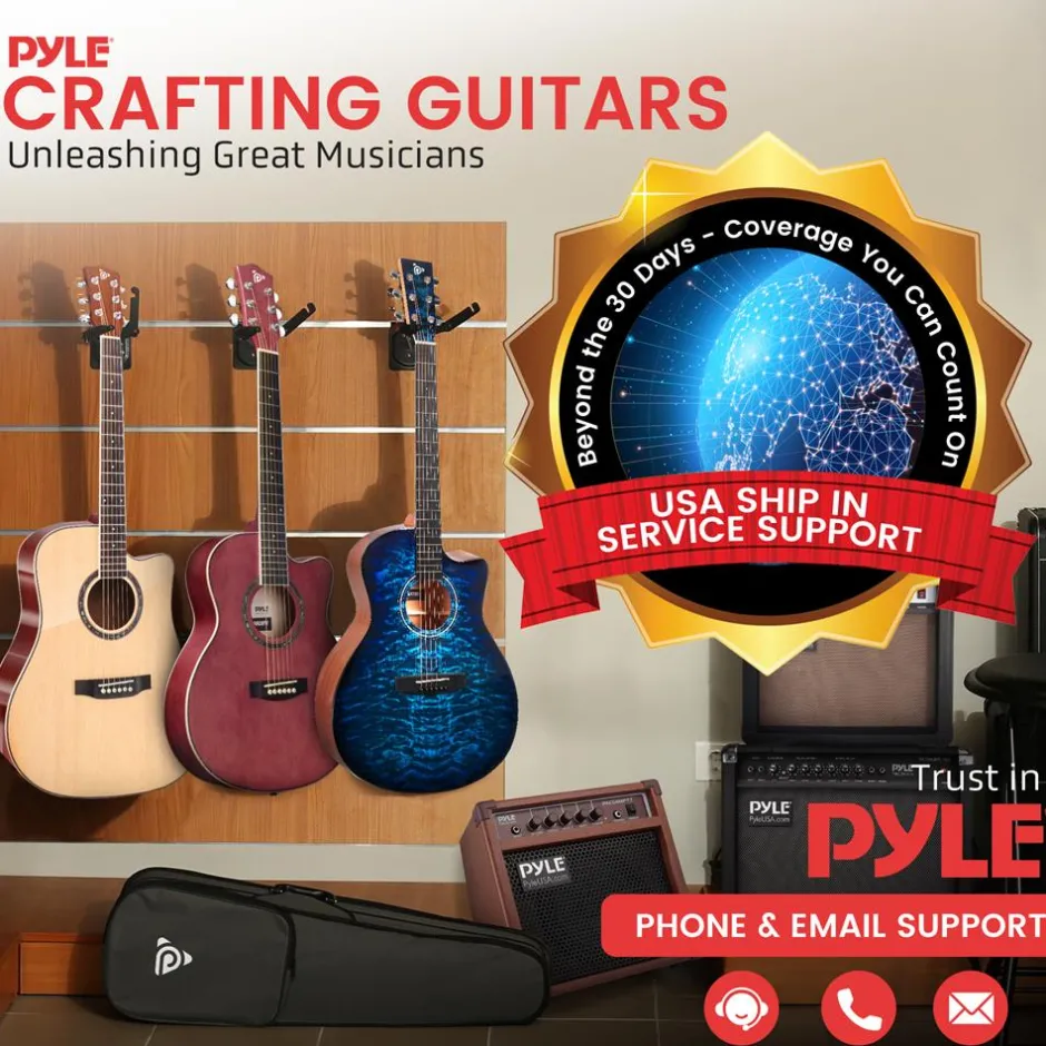 Acoustic Guitar Kit, Beginner-Friendly, 30" Sunburst, Nylon Strings<Pyle Online