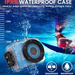 Action Camera HD 1080P Waterproof 12MP Touch Screen Blue<Pyle Hot