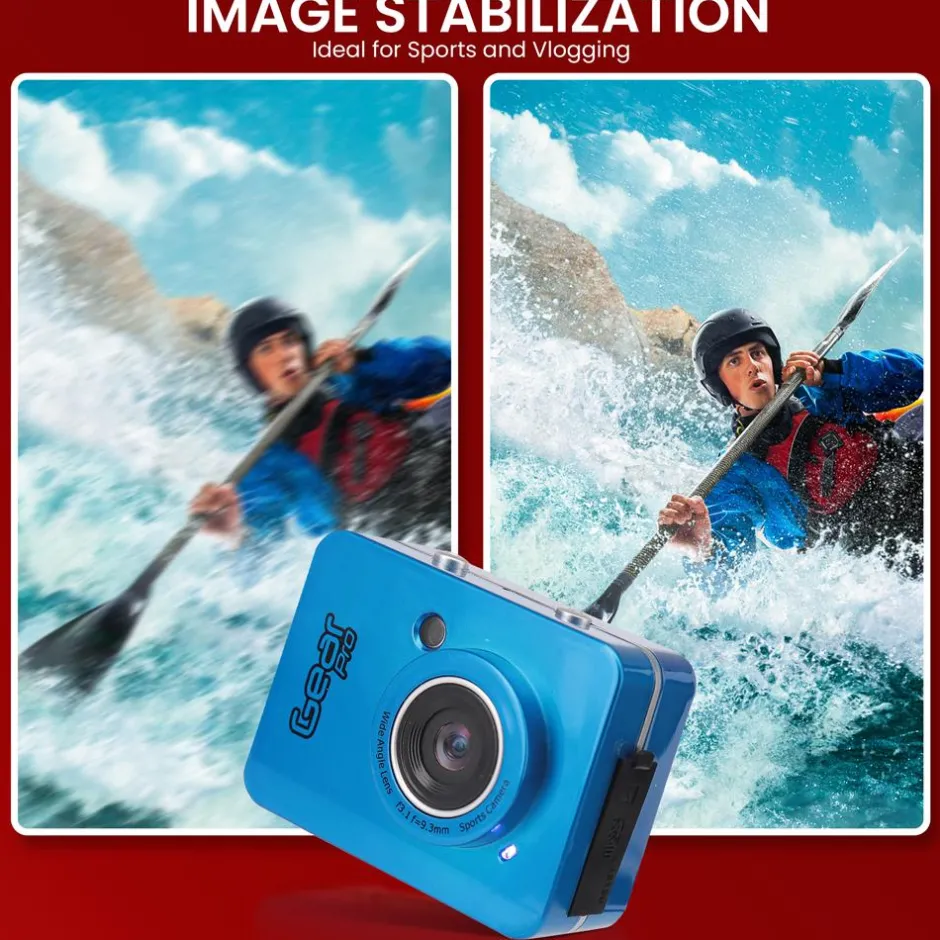 Action Camera HD 1080P Waterproof 12MP Touch Screen Blue<Pyle Hot
