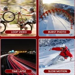Action Camera HD 1080P Waterproof 12MP Touch Screen Blue<Pyle Hot