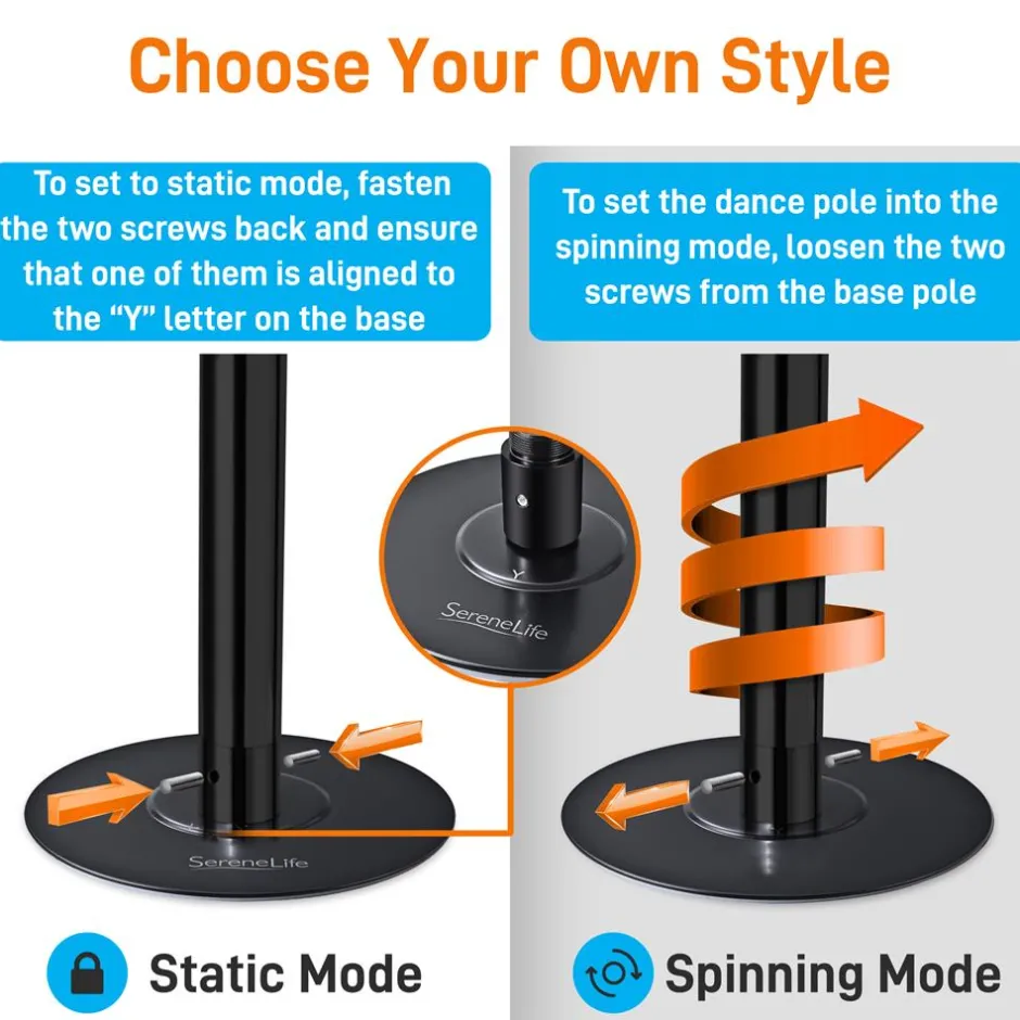 Adjustable Fitness Dance Pole, 1102 lb Capacity, Steel, Anti-Rust Surface<SereneLife Outlet