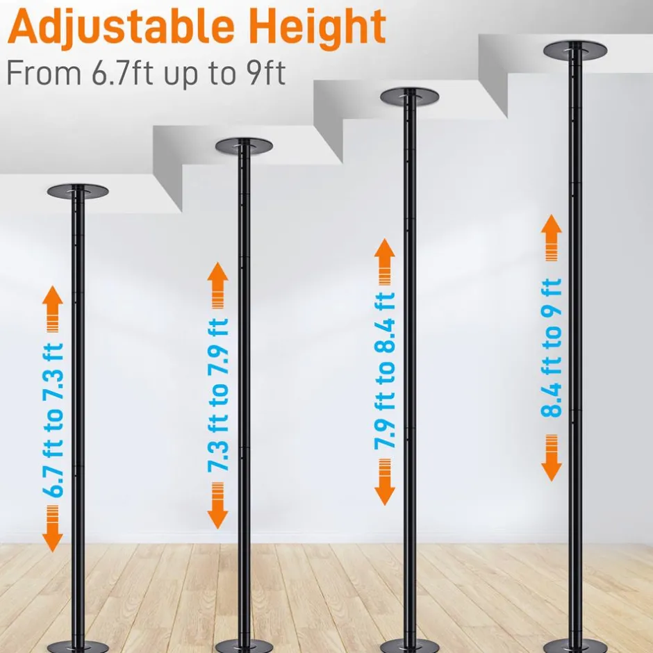 Adjustable Fitness Dance Pole, 1102 lb Capacity, Steel, Anti-Rust Surface<SereneLife Outlet