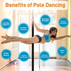 Adjustable Fitness Dance Pole, 1102 lb Capacity, Steel, Anti-Rust Surface<SereneLife Outlet