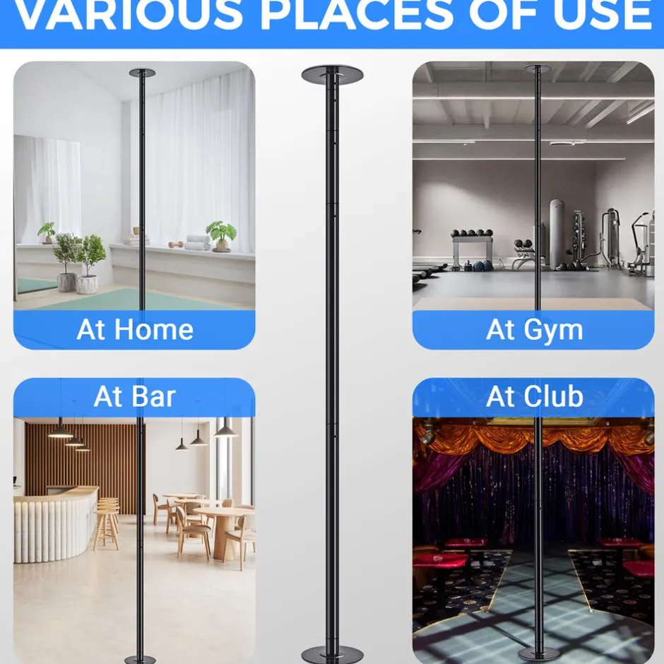 Adjustable Fitness Dance Pole, 1102 lb Capacity, Steel, Anti-Rust Surface<SereneLife Outlet