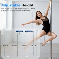 Adjustable Non-Slip Dancing Pole Set, Steel, Chrome Finish<SereneLife Hot