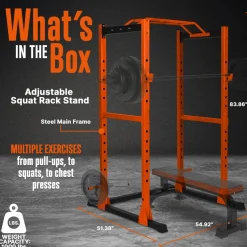Adjustable Squat Rack Stand, 1000lb Capacity, Heavy Duty Steel, Rust Resistant<SQUATZ Clearance