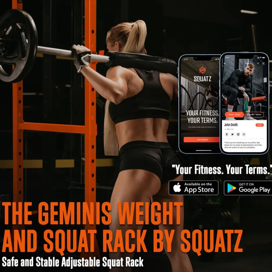 Adjustable Squat Rack Stand, 1000lb Capacity, Heavy Duty Steel, Rust Resistant<SQUATZ Clearance