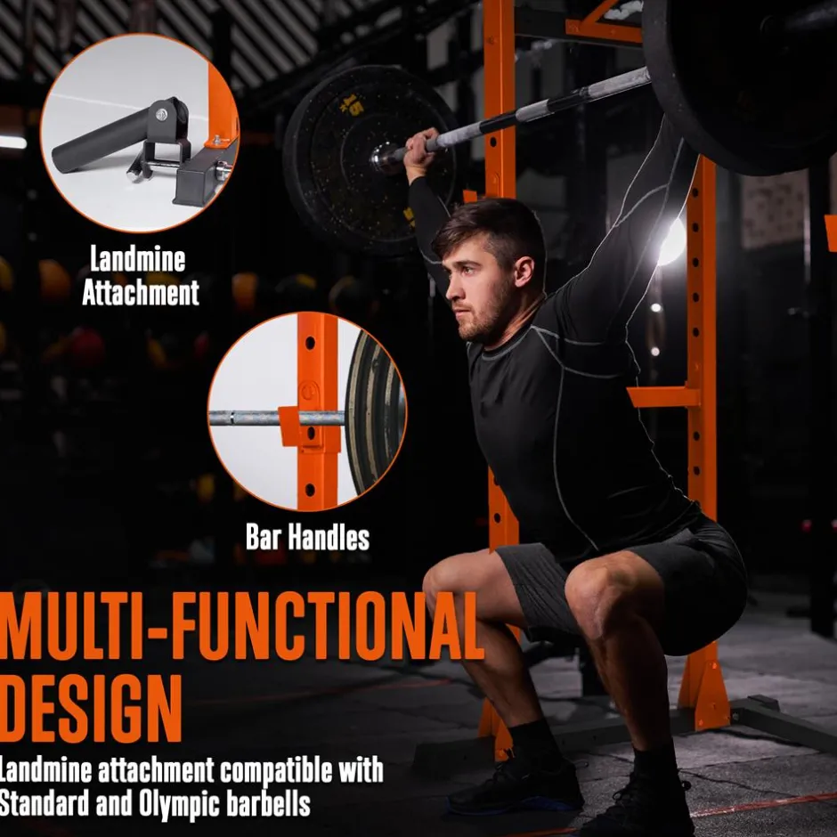 Adjustable Squat Rack Stand, 1000lb Capacity, Heavy Duty Steel, Rust Resistant<SQUATZ Clearance