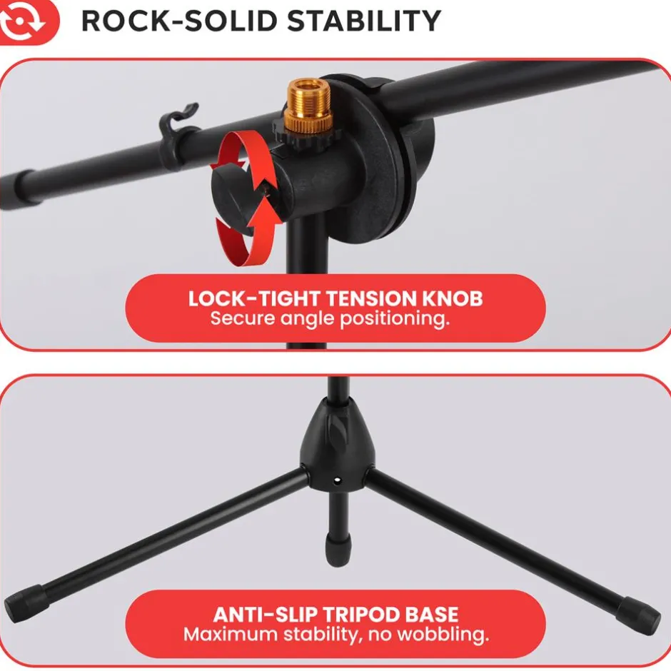 Adjustable Tripod Mic Stand Pair - Lightweight, Durable, 27.5-52" Height<Pyle