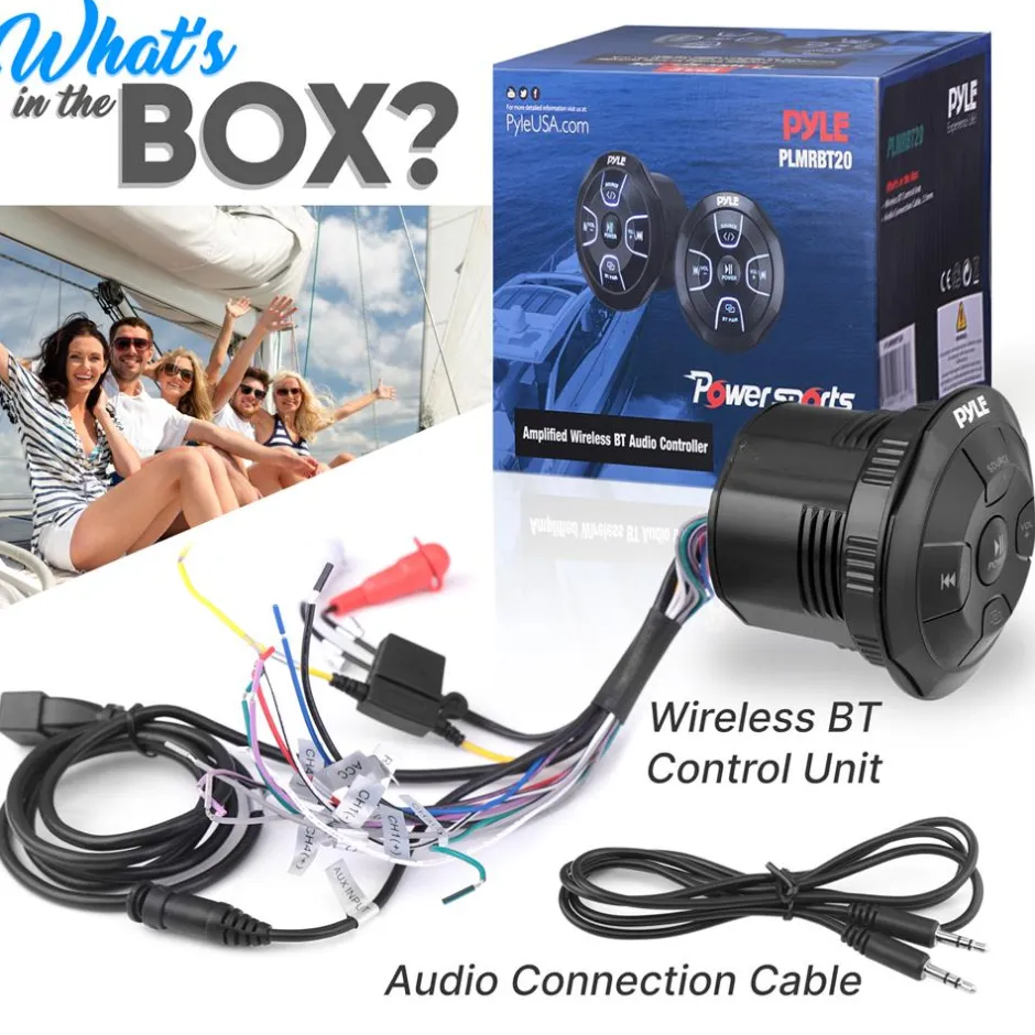 Amplified Marine Audio Controller 300W Waterproof Wireless BT Receiver<Pyle Best