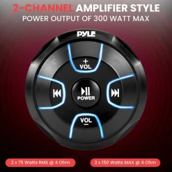 Amplified Wireless Audio Controller 300W Waterproof Marine Receiver<Pyle Online