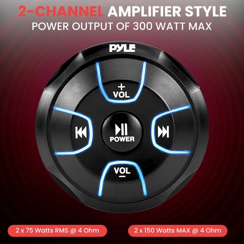 Amplified Wireless Audio Controller 300W Waterproof Marine Receiver<Pyle Online