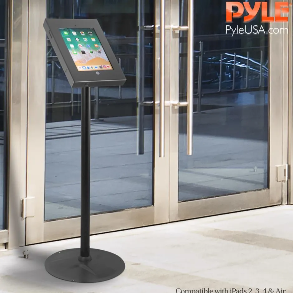 Anti-Theft iPad Kiosk Stand - Secure Aluminum, 37.8" Pole, Tamper-Proof<Pyle Online