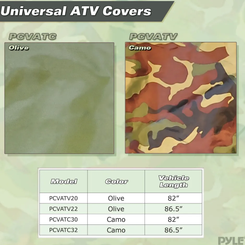 ATV Cover Weather Protection Durable Polyester Olive Fits Up to 82"<Pyle Best