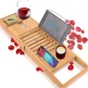 Bamboo Bathtub Caddy Tray - Relaxation Organizer, Adjustable, Natural Wood<SereneLife Sale