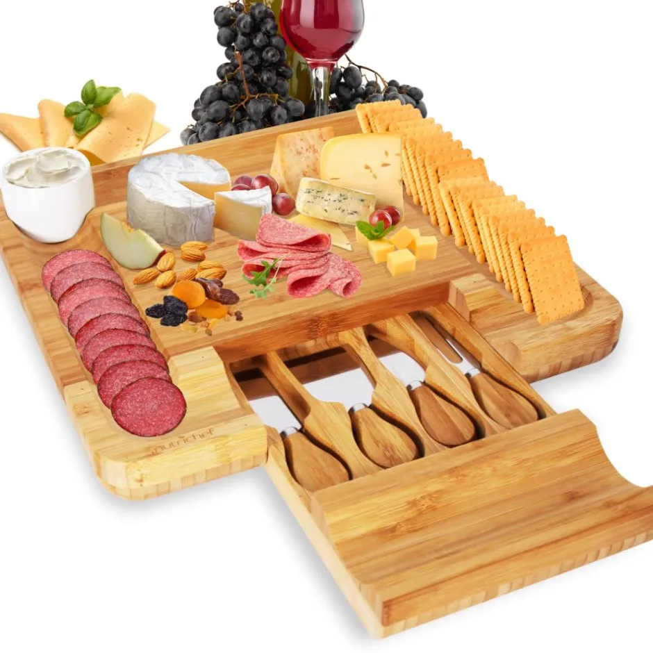 Bamboo Cheese Board & Cutlery Set<NutriChef