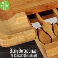 Bamboo Cheese Board & Cutlery Set<NutriChef