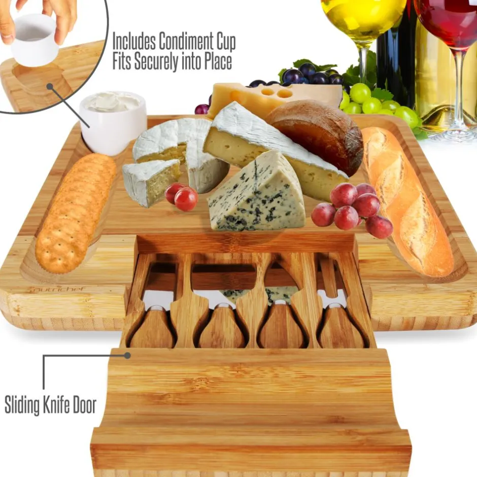 Bamboo Cheese Board & Cutlery Set<NutriChef