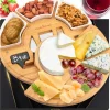Bamboo Cheese Board Set, Extra Large, 13" Round, Includes Knives & Bowls<NutriChef Online