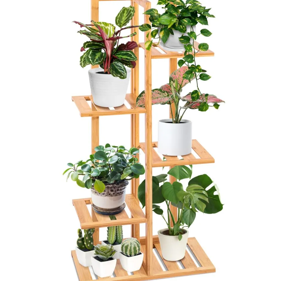 Bamboo Plant Stand 5 Tier Space-Saving Eco-Friendly Indoor/Outdoor<SereneLife Clearance