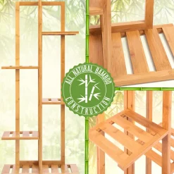Bamboo Plant Stand 5 Tier Space-Saving Eco-Friendly Indoor/Outdoor<SereneLife Clearance
