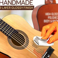 Beginner 6-String Acoustic Guitar Kit, Junior Size, Gloss Finish, Natural<Pyle Hot