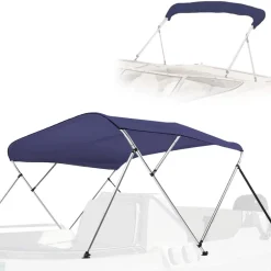 Bimini Top Boat Cover, Waterproof UV-Resistant, Aluminum Frame, Blue<SereneLife Sale