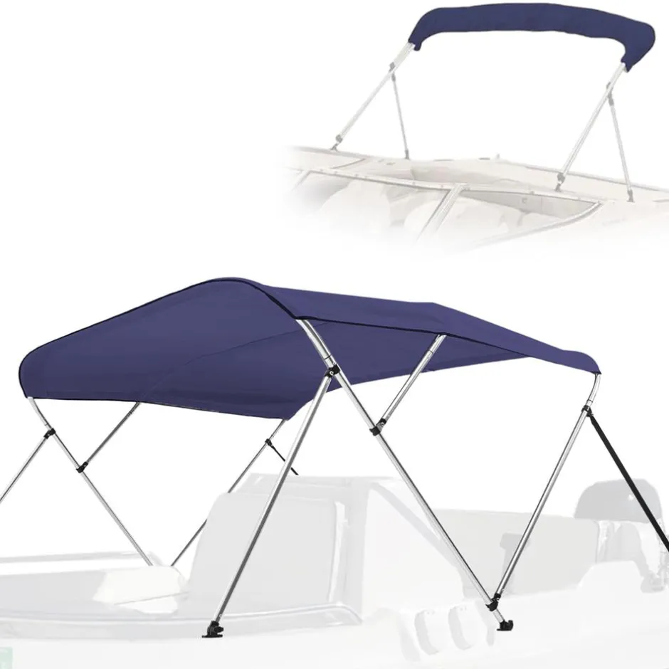 Bimini Top Boat Cover, Waterproof UV-Resistant, Aluminum Frame, Blue<SereneLife Sale