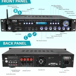 Bluetooth Amplifier Receiver 3000W Wireless Streaming Multi-Channel Audio<Pyle Best