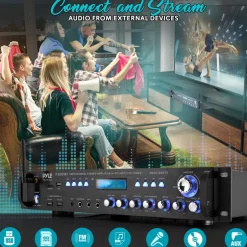 Bluetooth Amplifier Receiver 3000W Wireless Streaming Multi-Channel Audio<Pyle Best